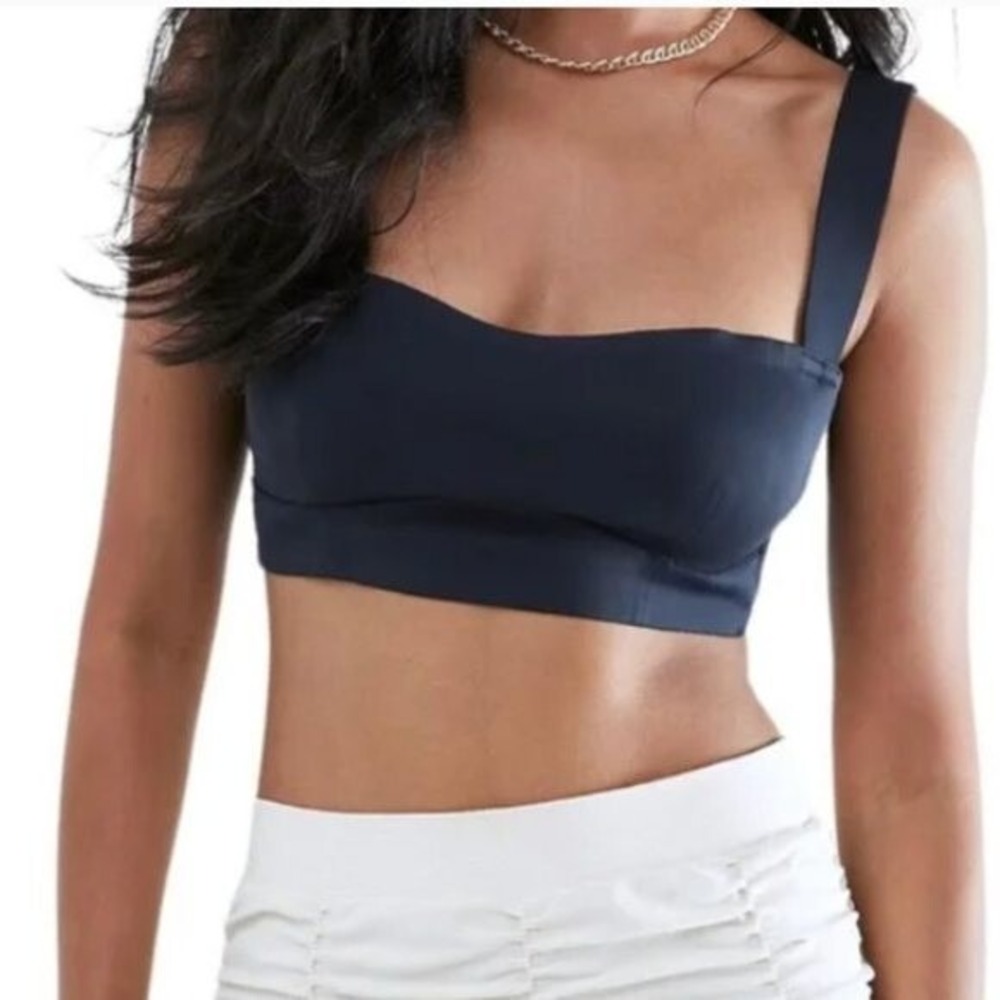 Free‎ People Black Square Neck Free People Naomi Longline Bra | Size XS